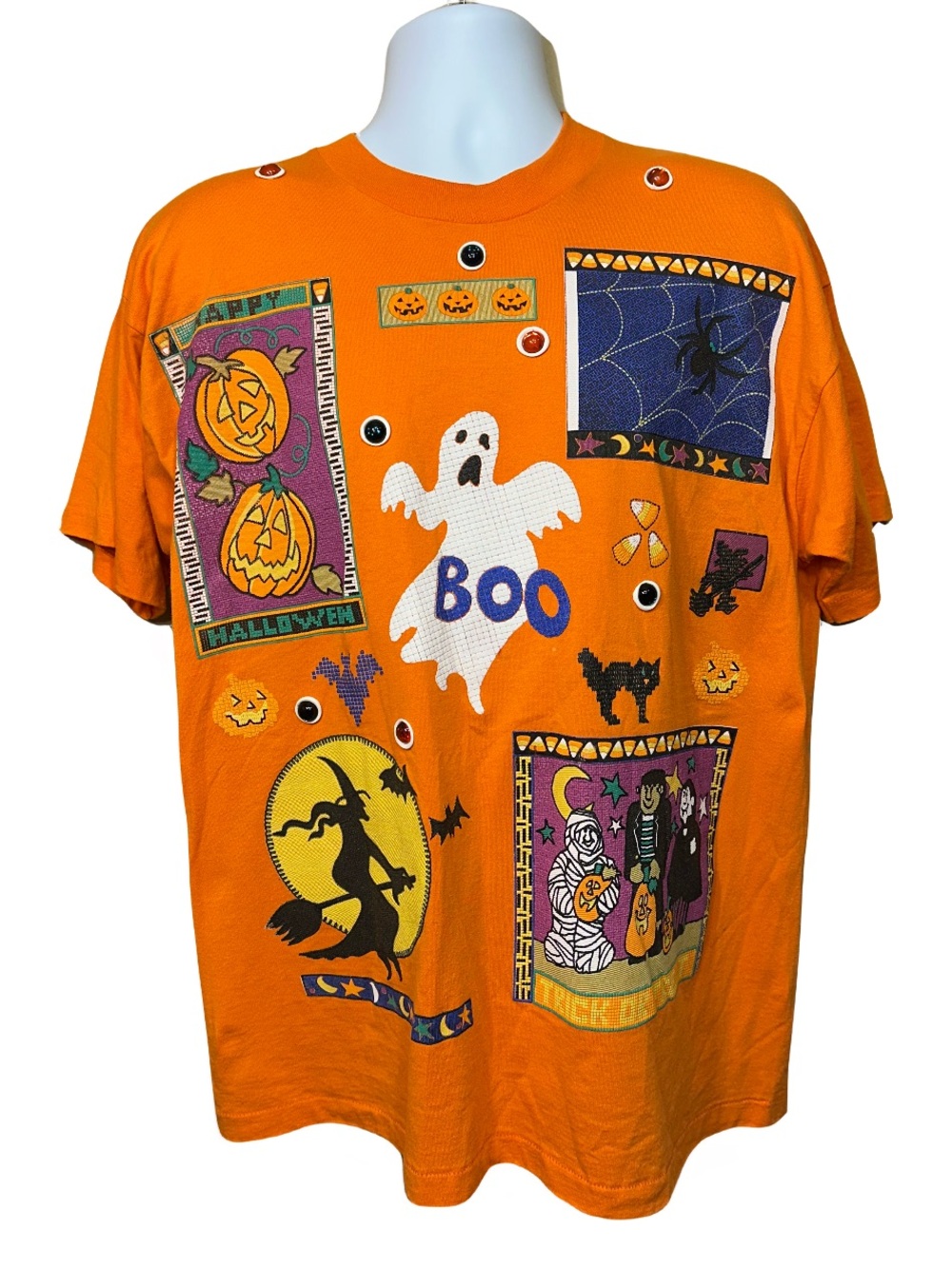 Vintage 90s Halloween Single Stitch T-Shirt One Size Made in USA - Picture 1 of 10